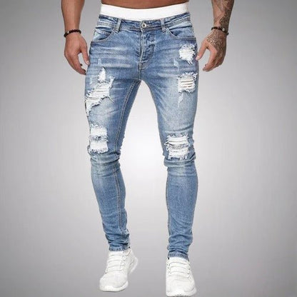 Jean déchiré décontracté pour homme | Taille mi-haute