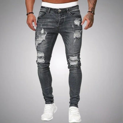 Jean déchiré décontracté pour homme | Taille mi-haute