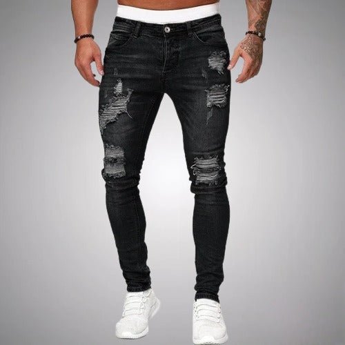 Jean déchiré décontracté pour homme | Taille mi-haute