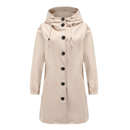 Veste coupe-vent à capuche pour femme | Longue