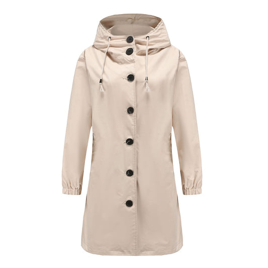 Veste coupe-vent à capuche pour femme | Longue