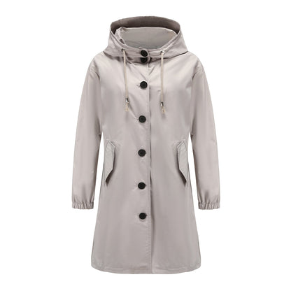 Veste coupe-vent à capuche pour femme | Longue